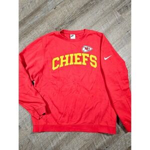Nike Kansas City Chiefs Sweatshirt Mens Large Red Fleece Crewneck Pullover NFL